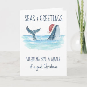 Cartes Pour Fêtes Annuelles Père Noël baleine Mers et salutations Noël nautiqu