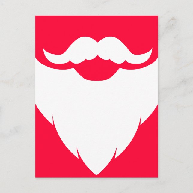 Cartes Pour Fêtes Annuelles Père Noël barbe blanche et moustache rouge blanc c (Devant)