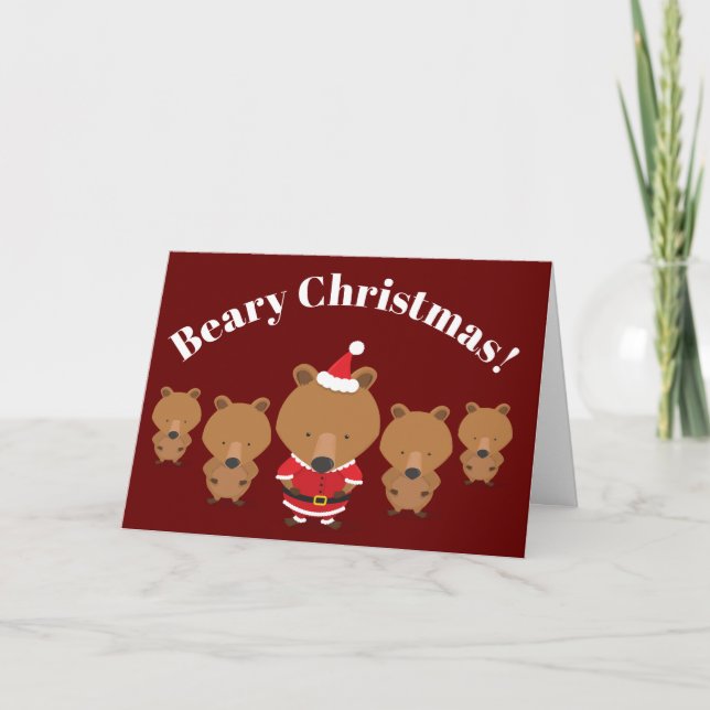 Cartes Pour Fêtes Annuelles Père Noël Bear Pun Animal Noël (Devant)