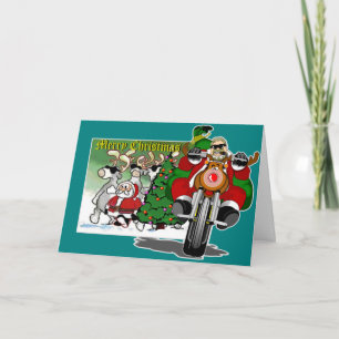 Cartes Pour Fêtes Annuelles Père Noël Biker Helper Bubba Claus