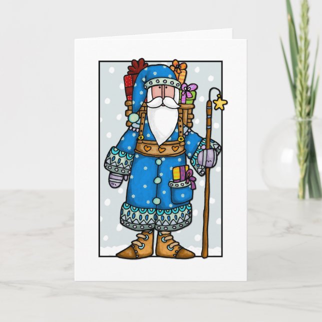 Cartes Pour Fêtes Annuelles père Noël bleu (Devant)