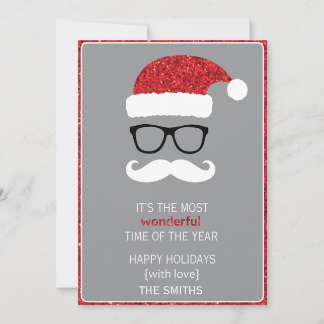 Cartes Pour Fêtes Annuelles Père Noël brillant avec lunettes (Devant)