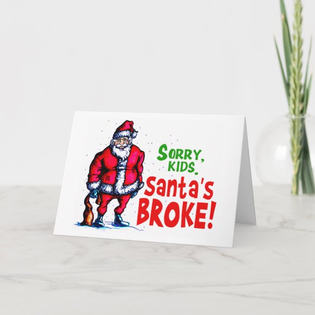 Cartes Pour Fêtes Annuelles Père Noël Broke (Devant)