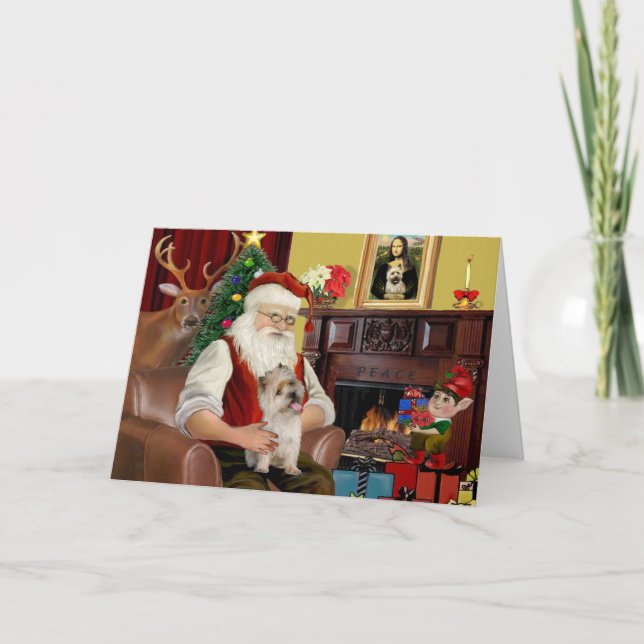 Cartes Pour Fêtes Annuelles Père Noël Cairn Terrier (Devant)