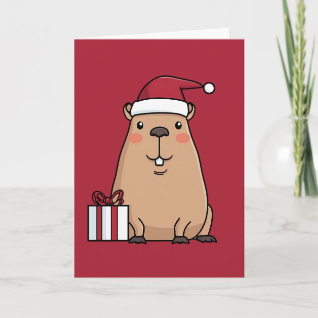 Cartes Pour Fêtes Annuelles Père Noël Capybara Holiday Fun (Devant)