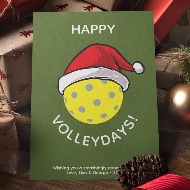 Cartes Pour Fêtes Annuelles Père Noël Casquette tendance Pickleball Green Noël (Créateur téléchargé)