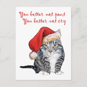 Cartes Pour Fêtes Annuelles Père Noël Cat - Vous feriez mieux de ne pas pout !