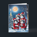 Cartes Pour Fêtes Annuelles Père Noël Cats<br><div class="desc">Quatre chats habillés en tenues du Père Noël</div>