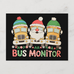 Cartes Pour Fêtes Annuelles Père Noël Chapeau Bus Moniteur Neige Xmas Lumières