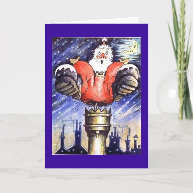 Cartes Pour Fêtes Annuelles Père Noël Chimney Shock (Devant)
