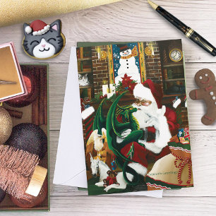 Cartes Pour Fêtes Annuelles Père Noël Christmas Dragon Imaginaire