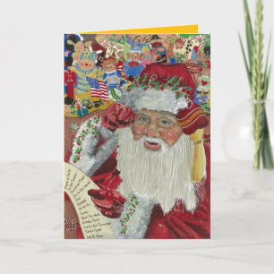 Cartes Pour Fêtes Annuelles Père Noël Classique Or Intérieur Vérifie Deux Fois