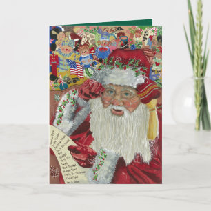 Cartes Pour Fêtes Annuelles Père Noël Classique Vert à l'Intérieur Vérifie Deu