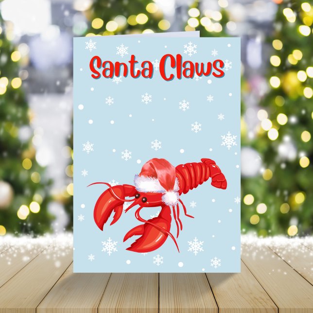 Cartes Pour Fêtes Annuelles Père Noël Claws Drôle Homard Crustaceancore (Créateur téléchargé)
