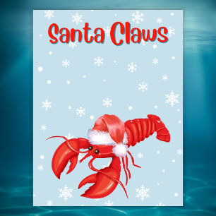 Cartes Pour Fêtes Annuelles Père Noël Claws Pun drôle de homard Noël