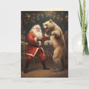 Cartes Pour Fêtes Annuelles Père Noël combat les ours