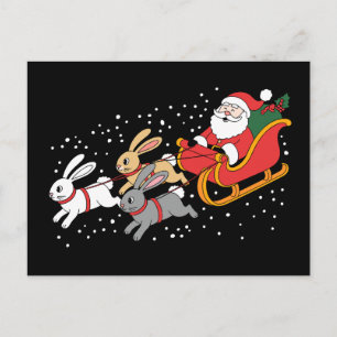 Cartes Pour Fêtes Annuelles Père Noël conduisant un lapin de traîneau Noël Xma