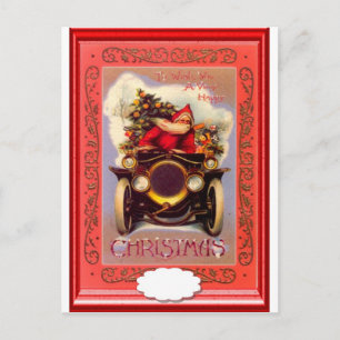 Cartes Pour Fêtes Annuelles père Noël conduisant une voiture de vétéran