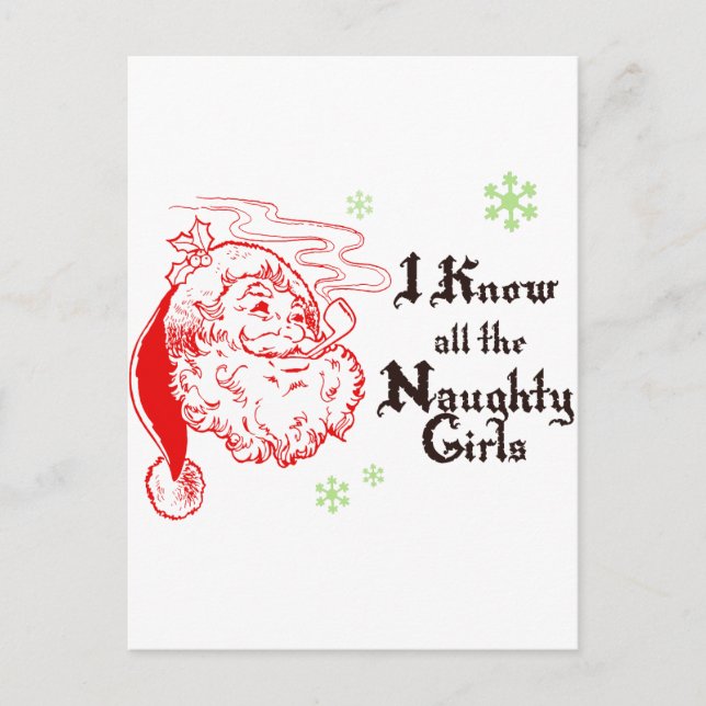 Cartes Pour Fêtes Annuelles Père Noël connaît toutes les filles coquines (Devant)