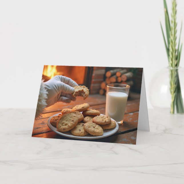 Cartes Pour Fêtes Annuelles Père Noël Cookies au coin de la cheminée (Devant)