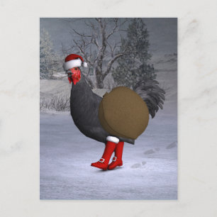 Cartes Pour Fêtes Annuelles Père Noël coq noir