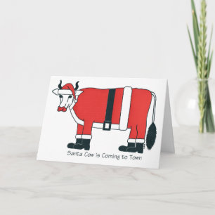 Cartes Pour Fêtes Annuelles père Noël Cow arrive en ville