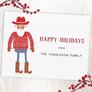 Cartes Pour Fêtes Annuelles Père Noël Cowboy Noël
