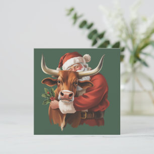 Cartes Pour Fêtes Annuelles Père Noël Cowboy Western Roping Noël Vintage 