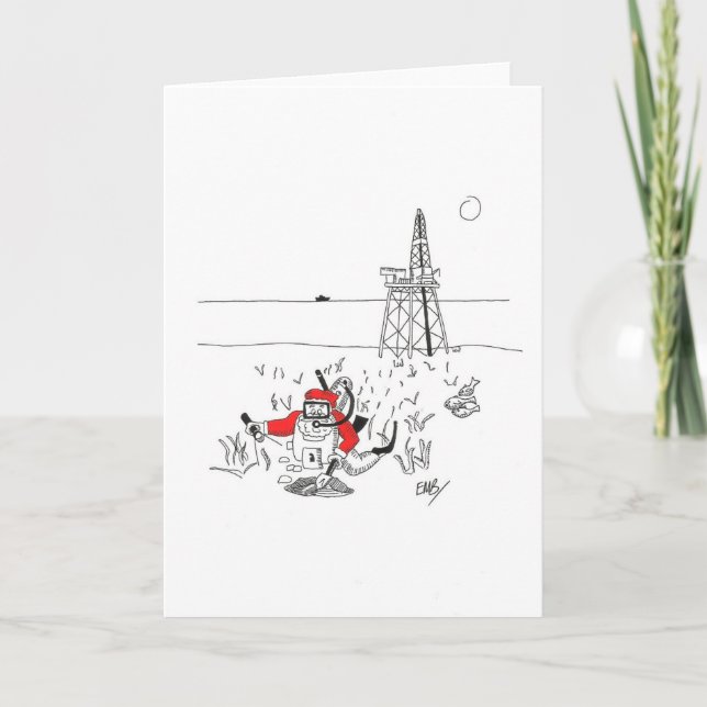 Cartes Pour Fêtes Annuelles Père Noël creuser pour le pétrole (Devant)