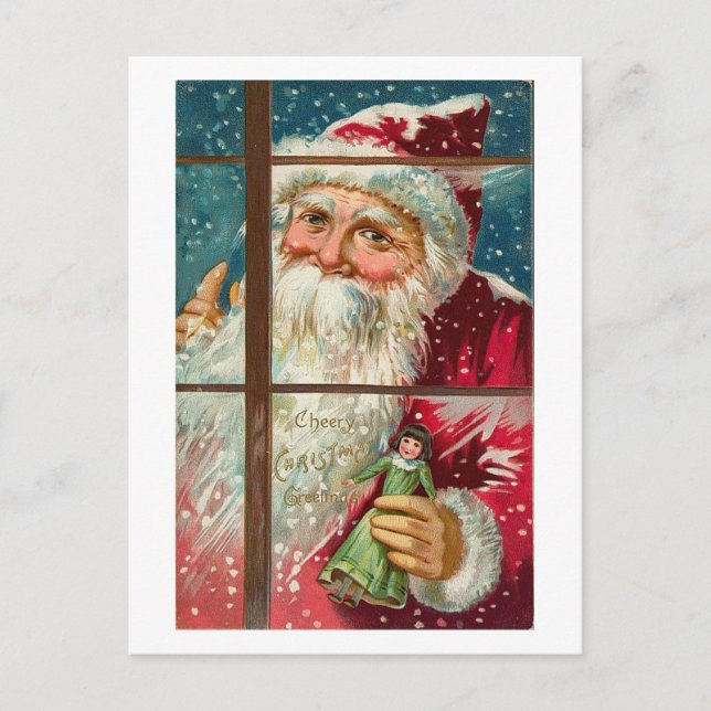 Cartes Pour Fêtes Annuelles Père Noël dans la fenêtre (Devant)