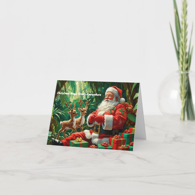 Cartes Pour Fêtes Annuelles Père Noël dans la jungle - avec un message personn (Devant)