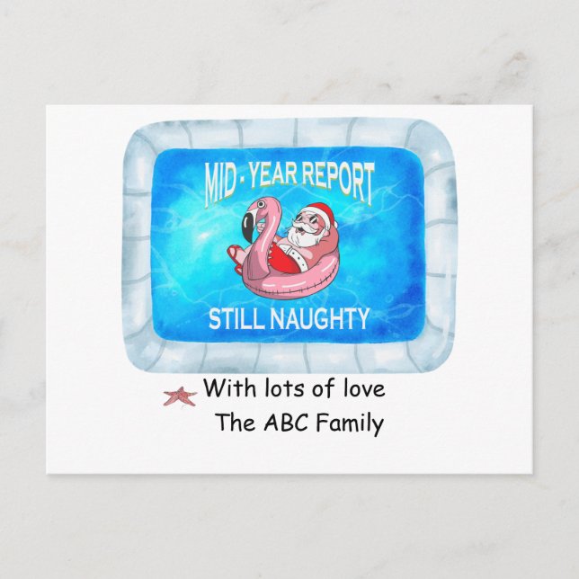 Cartes Pour Fêtes Annuelles Père Noël dans la piscine Noël en juillet (Devant)