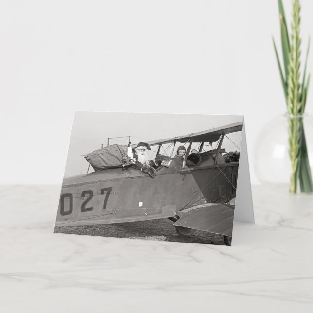 Cartes Pour Fêtes Annuelles Père Noël dans un avion, 1921 (Devant)