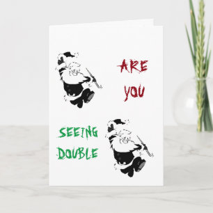 CARTES POUR FÊTES ANNUELLES PÈRE NOËL DANSE POUR UNE RAISON ? VOYEZ DOUBLE ? H