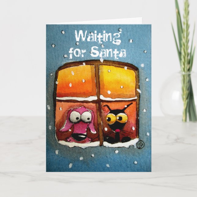 Cartes Pour Fêtes Annuelles Père Noël de attente (Devant)