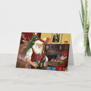 Cartes Pour Fêtes Annuelles Père Noël De Deux Miniatures.