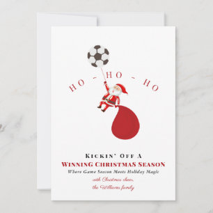 Cartes Pour Fêtes Annuelles Père Noël de football donnant le coup d'envoi d'un