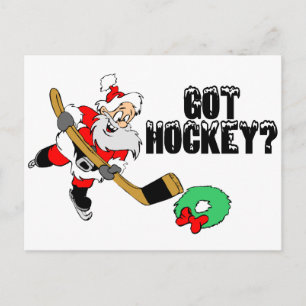 Cartes Pour Fêtes Annuelles Père Noël de hockey