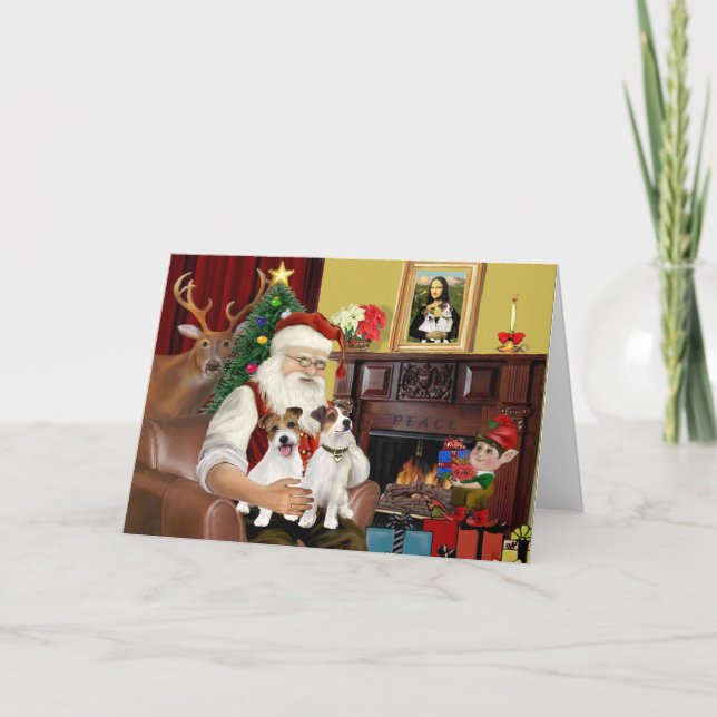 Cartes Pour Fêtes Annuelles Père Noël de Jack Russell (Devant)