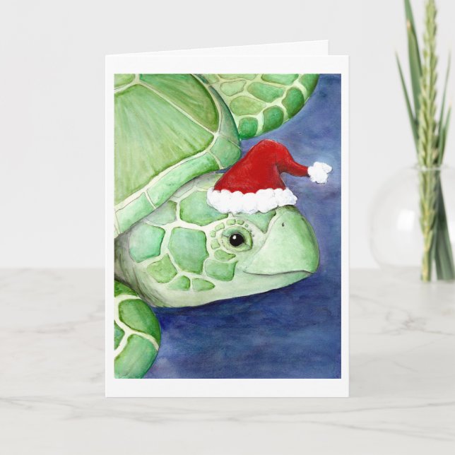 Cartes Pour Fêtes Annuelles Père Noël de la tortue de mer (Devant)
