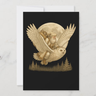 Cartes Pour Fêtes Annuelles Père Noël de l'Ancien Monde chevauche une chouette