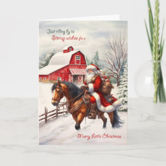 Cartes Pour Fêtes Annuelles Père Noël de Noël à thème occidental à cheval