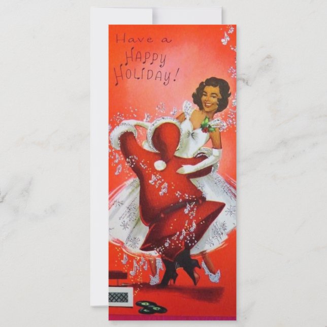 Cartes Pour Fêtes Annuelles Père Noël de Noël ancien dansant avec des femmes (Devant)