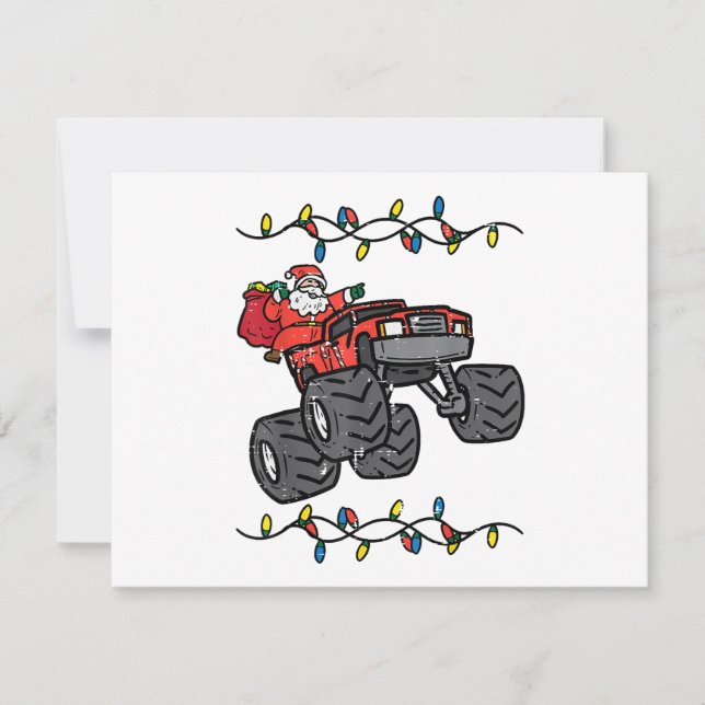 Cartes Pour Fêtes Annuelles Père Noël de Noël Camion Monstre Garçons Enfants T (Devant)