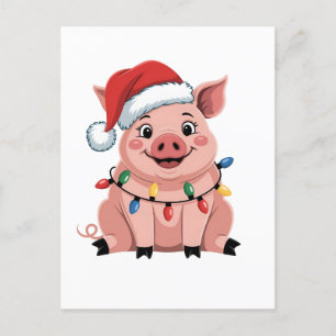 Cartes Pour Fêtes Annuelles Père Noël de Noël cochon chapeau de Noël vacances 