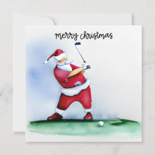 Cartes Pour Fêtes Annuelles Père Noël de Noël de golf joue au golf sur le vert