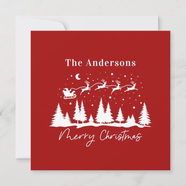 Cartes Pour Fêtes Annuelles Père Noël de Noël et traîneau de renne   (Devant)