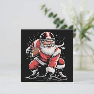 Cartes Pour Fêtes Annuelles Père Noël de Noël Footballeur Lineman Quarterback 