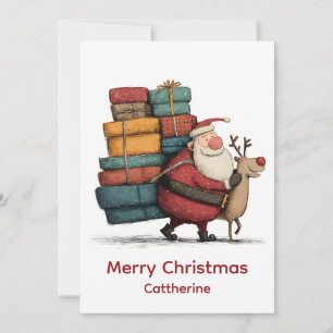 Cartes Pour Fêtes Annuelles Père Noël de Noël Rétro Vintage Simple