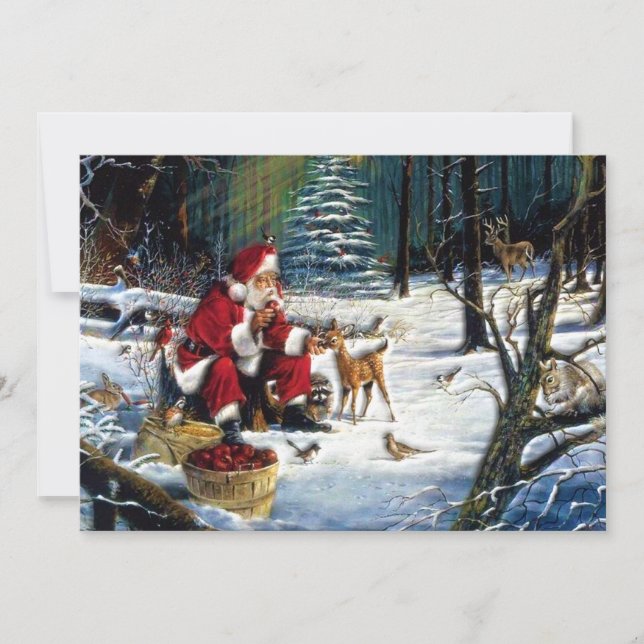 Cartes Pour Fêtes Annuelles Père Noël de Noël traditionnelle dans le parc (Devant)